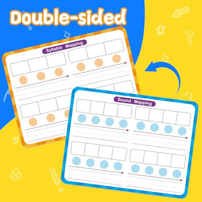 12 Pack Double Sided Syllable Dry Erase Board,12" x 9" Multiplication Flash Cards,Phonics Manipulatives Small White Board for Kids,Speech Therapy Material for Learning,Homeschool Essentials - style: Sound & Syllable Mapping