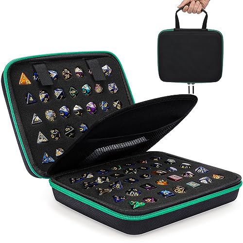 Aoriher 1 Pcs Dice Case with Removable Slotted Tray for Storage Game Storage Case Dice Holder Holds up to 70/10 Sets (Green) - color: Green