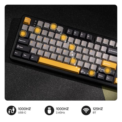 EPOMAKER Aula F108 Wireless Gaming Keyboard, Full Size Mechanical Keyboard with 4000mAh Battery, 108 Hot-Swappable and Programmable Keys, RGB Backlight, for Mac/PC/Android (Grey&Yellow) - color: Grey&Yellow