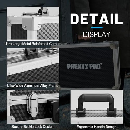 Phenyx Pro Medium Size Carrying Case, Customizable Pre-Diced Foam, Aluminum Alloy Sturdy Build, Suitable for Wireless Mic System Storage & Camera Gear Transportation - size: Medium (17.1×12.6×4.1 Inch)