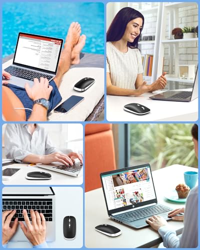 PINKCAT Bluetooth Mouse, Slim Silent Bluetooth 5.0 & 4.0 Wireless Mouse, 3 Adjustable DPI Portable Optical Computer Mice for Laptop, PC, Notebook, Computer, MacBook - (Black)