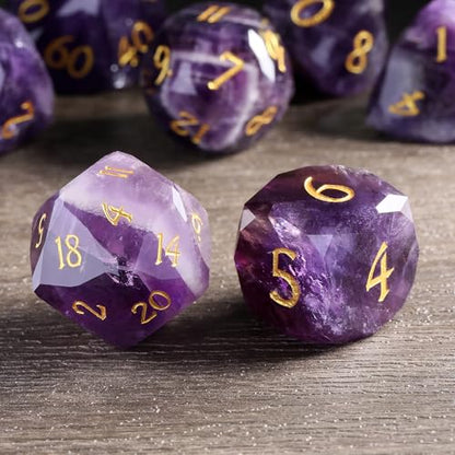 DNDND Amethyst Multifacted D&D Dice Set with Gift Case for Dungeons and Dragons Tabletop Gaming, Collectors(Amethyst) - color: Amethyst