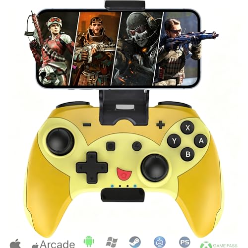 Megadream Controller for iPhone, iPad Controller Joystick Joypad with Adjustable Clamp for iOS 13.4+ Version iPhone/iPad, iPhone 13/13 Pro/Mini, iPhone 12 Pro/Mini, Not for TV - Yellow [Direct Play] - color: Yellow