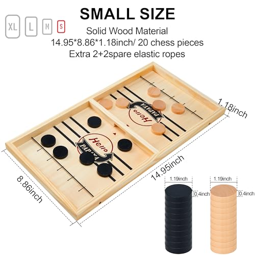 HELLO PAPAYA Fast Sling Puck Game - Test Your Speed and Accuracy with This Fast-Paced Wooden Air Hockey Desktop Battle Board Game - Guaranteed Fun Gifts for Family Night or Friends Party - size: Small
