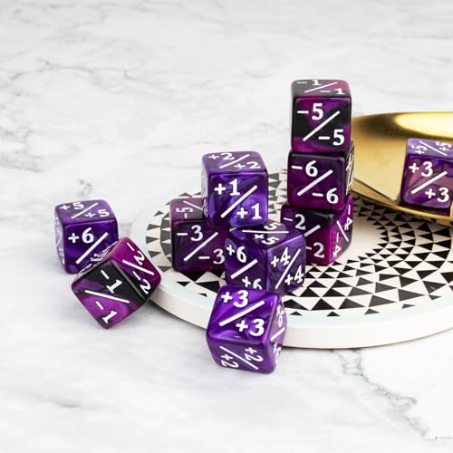 48 PCS Magic Counter Dice Plus 1 MTG Counters Dice Set Marble Life Buff Tokens D6 Dice Compatible with Magic The Gathering, TCG, Card Gaming Accessories, Purple - color: Purple