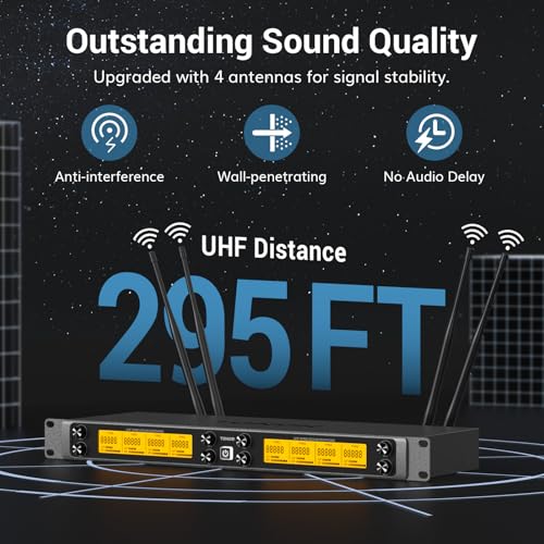 TONOR Wireless Microphones System, 8 * 12 Channel Metal Professional UHF Cordless Dynamic Handheld Mics with Receiver for Home Karaoke, Meeting, Party, Church, Wedding, KTV, 90 m/295ft, TW-880 Silver - style: 8 Mics