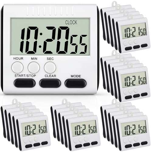 Xuhal 25 Pack Digital Magnetic Timer Bulk for Kitchen Classroom Timer for Teacher Switching Count up or Down Memory Function Loud Alarm for Teacher School Cooking Supplies (2.95 x 2.76 Inch,Black) - color: Black