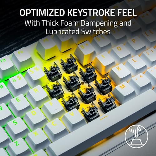 Razer Huntsman V3 Pro TKL 8KHz Esports Gaming Keyboard: Analog Optical Switches Gen 2-8000 Hz Polling Snap Tap - Rapid Trigger - Adjustable Actuation - Media Controls - PBT Keycaps - White - color: White, size: TKL, style: 8000 Hz Polling