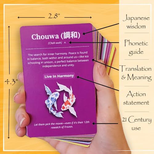 Japanese Wisdom Card Deck – 52 Mindfulness Cards with Humor | Ikigai, Zen & Philosophy for Daily Reflection, Gift for Colleagues & Friends