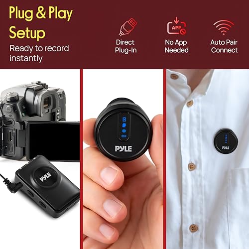 Pyle Wireless Lavalier Microphone System | Noise-Canceling Clip-On Lapel Mic with Magnetic Mount, 7H Battery, 360° Omnidirectional Audio, Charging Case | DSLR, iOS & Android for Vlogging, Podcasting - style: TRS AUX / USB-C
