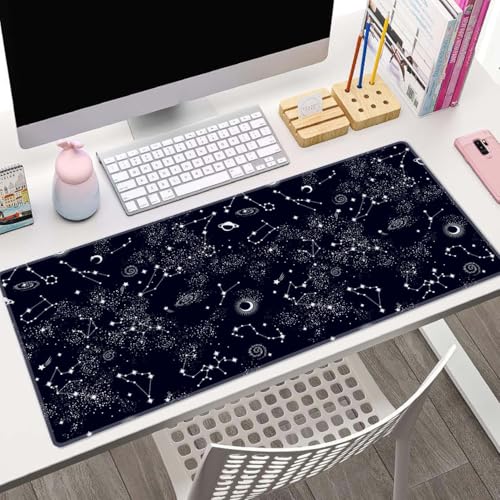 Desk Mat, Big Desk Pad, XL Extended Gaming Mouse Pad, Large Mouse Pad for Desk Rubber Base Mousepad with Stitched Edges, Keyboard Mouse Mat for Work, Game, Office, Home - Space Galaxy Constellation - color: Space Galaxy Constellation