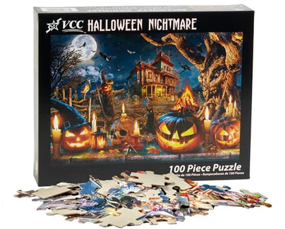 Vermont Christmas Company – Halloween Nightmare 100 Piece Jigsaw Puzzle - Large Interlocking Pieces Perfect for Kids & Adults Alike - 19" x 13"