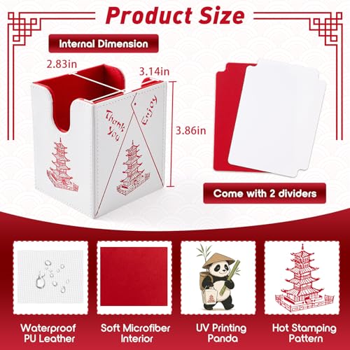 Chinese Takeout MTG Commander Deck Box, Fits TCG Cards (White&Red) | Holds 130 Single/100 Double-Sleeved Cards, Fit MTG/PTCG/OPTCG Cards, Strong Magnet, PU Leather, With 2 Dividers - color: White & Bright Red
