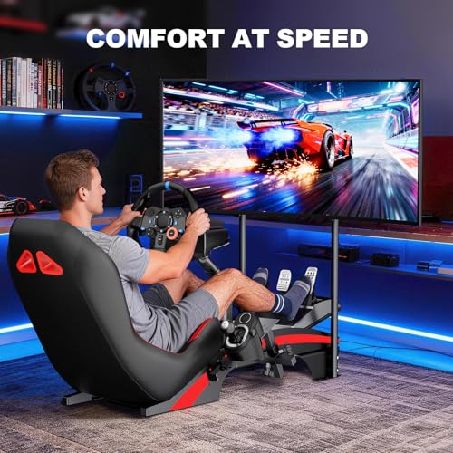 DIWANGUS Sim Racing Cockpit with Monitor Mount - F1-Style Seating Position Racing Simulator Cockpit with Seat, Steel Racing Sim Cockpit for Logitech, Thrustmaster, Fanatec, MOZA