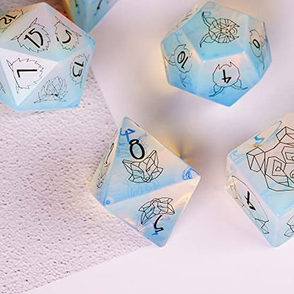 UDIXI Opal Stone DND Dice Set Gemstone Dice Set D&D for RPG Tabletop Games | Natural Stone, Premium Gift Box, DM Gift, for Dungeons and Dragons Role Playing Games - color: Opal- Beast