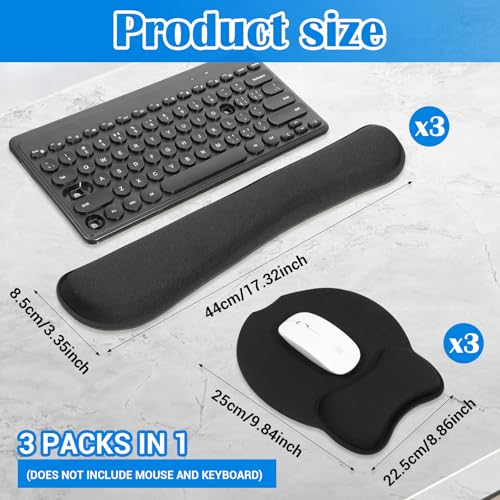 6 Pcs Mouse Pad and Keyboard Wrist Rest, Keyboard and Mouse Pad Set with Wrist Support, Ergonomic Memory Foam Wrist Rest for Computer Keyboard Office, Gaming, Computer, Laptop, Typing Comfort