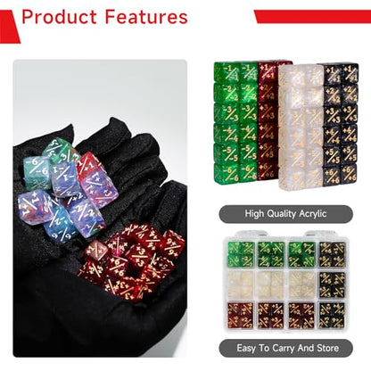 SIXPOINTS 48Pcs 12mm MTG Counter Dice Plus 1 Life Counters +1/+1 Tokens 4 Color 6 Sided Dice Set with Case for Magic The Gathering, MTG, TCG, Card Games Accessories (White &Black &Red &Green) - color: White &Black &Red &Green