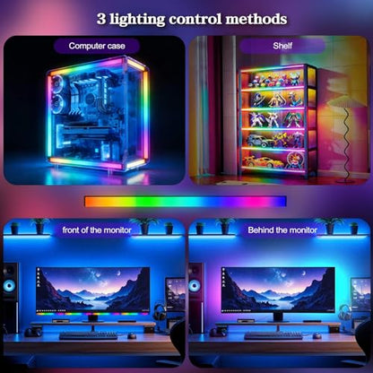 RGB LED Monitor Ambient Light Bar, 16 Inch USB Powered, APP Control & Music Sync, 16 Million Colors Dimmable, Gaming/Desk Display Backlight
