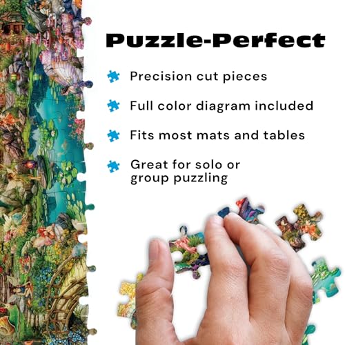 Buffalo Games - 1000 Piece Jigsaw Puzzle Aimee Stewart Merry Mushroom Village Picnic, Made in USA, Premium Recycled Board, Full-Color Poster, Giftable - color: Merry Mushroom Village Picnic