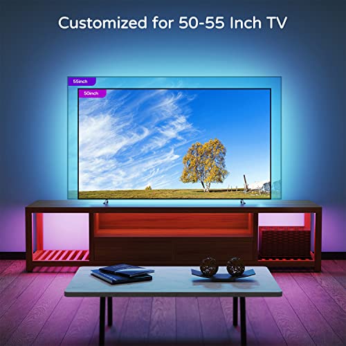 TV Backlight 55 inch, 11.5Ft Led Strip Lights USB Powered with Remote -Curve Design Sync on/Off with TV, Changing LED Background Bias Lighting for Living Room Decor, Gaming Decor - size: for 50-55inch