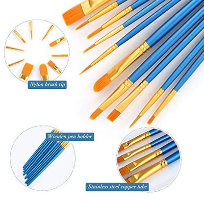 Acrylic Paint Brush Set, 4 Packs / 40 pcs Nylon Hair Brushes for All Purpose Oil Watercolor Painting Artist Professional Kits - size: 40pcs