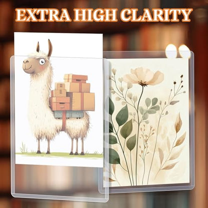 Vmiapxo 32 Pack 5" x 7" Hard Plastic Card Sleeves, Clear Rigid Protectors | Waterproof, Thick Card Holders, Double-sided Display, for Trading Cards, Sports Baseball Cards, Postcards, Photos, Pictures - size: 5" x 7"