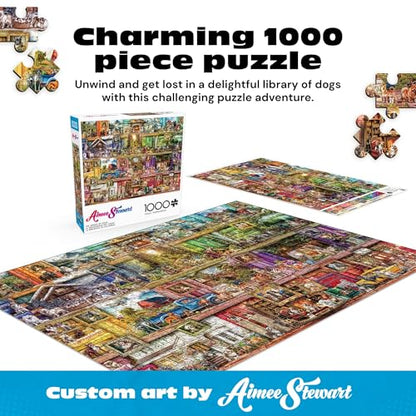 Puzzles for Adults 1000 Pieces – Buffalo Games The Library of Dogs by Aimee Stewart, Challenging 1000 Piece Puzzle for Adults with Poster, Premium Jigsaw Puzzle Made in the USA - color: Library of Dogs