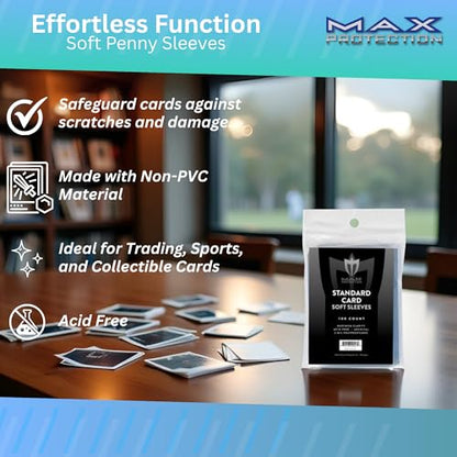 Max Protection Regular Trading Card Size Soft Sleeves - 100ct Pack (100 Sleeves) - size: 100 Sleeves