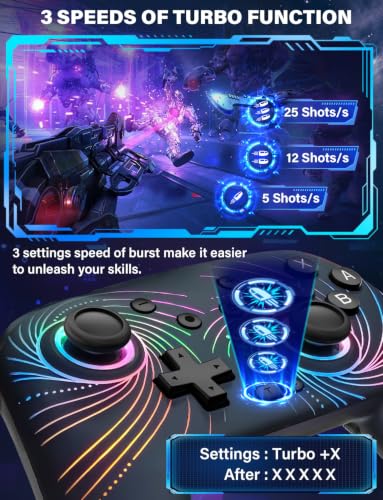 ZRZLMVP Switch Controllers Wireless for Nintendo Switch/OLED/Lite/Switch 2 | 1000mAh Rechargeable Switch Pro Controller, Switch Control with 9 Colors LED Light, Turbo, Vibration, 6 Axis Gyro, Wake Up - color: Pitch Black