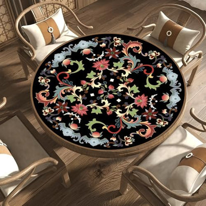Round Mahjong Mat with Black Carrying Bag, Thick Mute Tablecloth, Carpet and Floor Mat for Mahjong Paigow Poker and Tile Game(120cm/47.24in) - size: 120cm/47.24in