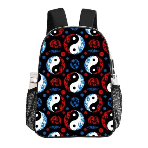 Stadium Approved Heavy Duty Clear Bookbag Adjustable Shoulder Straps | Heavy Duty, Tai Chi Water Fire Yin Yang Black, Transparent, PVC See Through Daypack - color: Pattern (833)