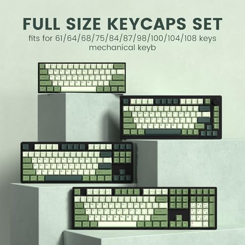 dagaladoo Double Shot PBT keycaps Green, Cherry Profile Keyboard Keycaps | 138-keys full size key caps, Custom keycaps for 60% 65% 75% 100% Cherry-MX switch Mechanical Keyboard（Matcha) - color: Matcha Green