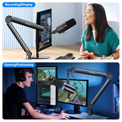 Microphone Arm,SEMNLAN LM08 Desk Adjustable Mic Boom Arm Stand,Suitable For Blue Yeti,Snowball iCE, HyperX QuadCast,SoloCast,Elgato Wave,Etc