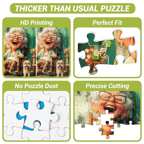 300 Piece Puzzles for Adults, Cute Funny Grandma Jigsaw Puzzles for Adult, Retro Warm Companion Scene Puzzle, Family Leisure Enthusiasts Puzzles for Friends, Activity Game Nights Gifts, 20.5×15 in - style: Retro Cute Grandma