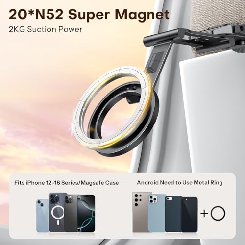 OMOTON 360°Rotating Adjustable Aluminum for MagSafe Tripod, Black& Black | Magnetic Phone Tripod for iPhone 17/16/15 Pro Max Air, Foldable Cell Selfie Stick Fits Vlog, Gym Travel Essentials, 2Pcs - color: 8-Black& Black