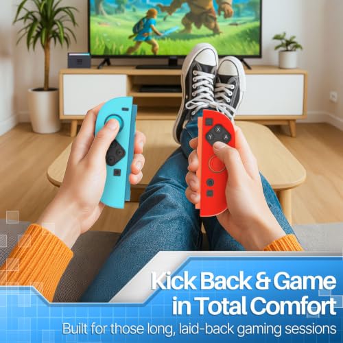 TNP JoyCon 2 Case Cover for Nintendo Switch 2 2025 - Soft Anti-Slip Silicone Protective Skin with Thumb Grip Caps Compatible with Nintendo Switch 2 Joy-Con 2 Controllers, 2 Pack (Red+Light Blue) - color: Red+Light Blue
