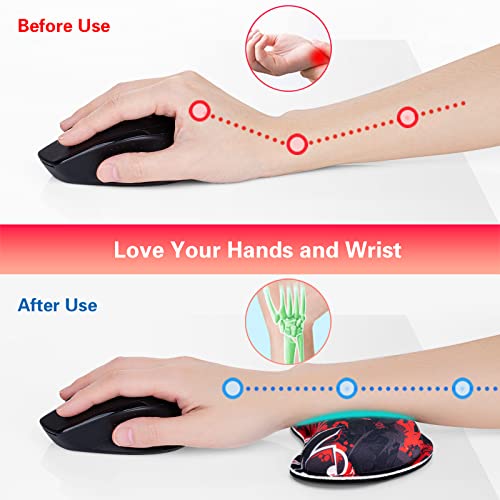 Mouse Wrist Rest, Canjoy 2 Pack Wrist Rest for Mouse Memory Foam Wrist Pad | Soft Fabric Mouse Wrist Rest Pad Support Cushion with Anti-Skid Rubber Base,Ergonomic Pain Relief Mouse Hand Rest - color: Black Red