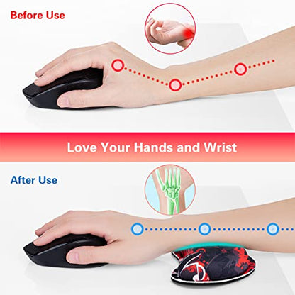 Mouse Wrist Rest, Canjoy 2 Pack Wrist Rest for Mouse Memory Foam Wrist Pad | Soft Fabric Mouse Wrist Rest Pad Support Cushion with Anti-Skid Rubber Base,Ergonomic Pain Relief Mouse Hand Rest - color: Black Red