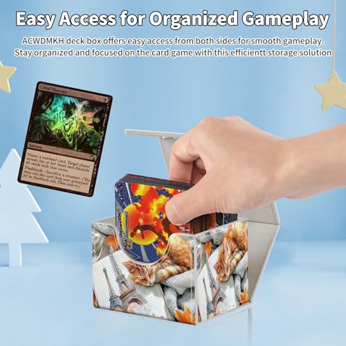 for MTG Commander Deck Box,Card Deck Box for Trading Yugioh MTG,Fits 100 Double Sleeved Cards,PU Leather Strong Magnet Case for Magic Commander TCG CCG,Cat Book - color: Cat Book