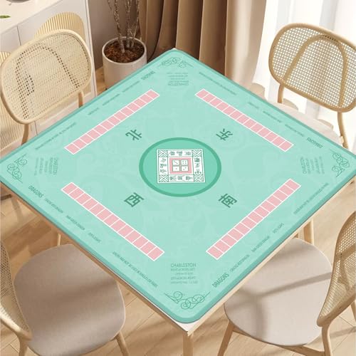 2F22E Mahjong Mat - Non-Slip Noise Reduction Gaming Mat 32.4x32.4 Inch for Mahjong/Poker/Board Games/Card Games/Dominoes (Cyan) - color: Cyan