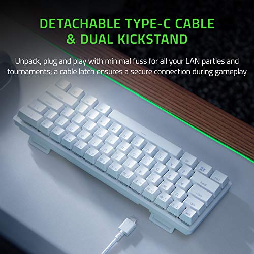 Razer Huntsman Mini 60% Gaming Keyboard: Linear Optical Switches - Aluminum Top Frame - Chroma RGB Lighting - PBT Keycaps - Onboard Memory - Snap Tap - White - color: Mercury White