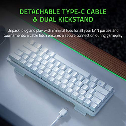Razer Huntsman Mini 60% Gaming Keyboard: Linear Optical Switches - Aluminum Top Frame - Chroma RGB Lighting - PBT Keycaps - Onboard Memory - Snap Tap - White - color: Mercury White