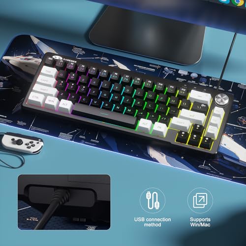 MageGee Mini 60% Gaming Keyboard, RGB Backlit 68 Key Ultra-Compact Keyboard, TS68 Ergonomic Waterproof Mechanical Feeling Office Computer Keyboards for PC, MAC, PS4, Xbox ONE Gamer - color: Gray Black RGB
