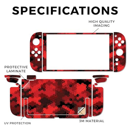 Gaming Skin Compatible with Nintendo Switch 2 Console Only - Red Hexa Camo - Premium 3M Vinyl Protective Wrap Decal Cover - Easy to Apply | Crafted in The USA by MightySkins - color: Red Hexa Camo, size: Switch 2 Console Skin Only, style: Matte Finish