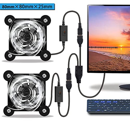 2Pack Quiet 80mm USB Fan Dual-Ball Bearings, USB Fan 5V, with L/M/H 3-Degree Speed Controller High Airflow Cooling Fan for Router Modem Receiver DVR PlayStation Xbox TV Box - size: 2Pcs 80mm