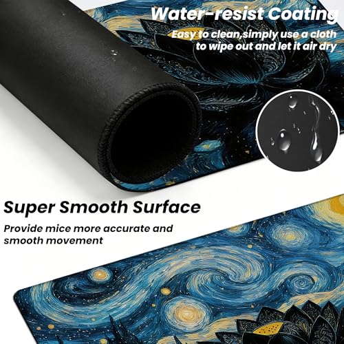 MTG Playmat TCG Card Game Mat Magic The Gathering Play Mat 24x14 Inch - color: Starry Starry Black Lotus