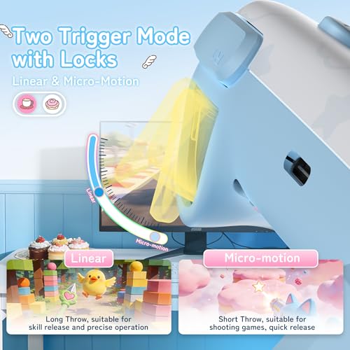 Kuitmor Cinnamoroll Switch Pro Controller, Cute Hall Effect Wireless Gamepad No Drift for Switch 2/Switch/OLED/Lite, PC/Steam, Android, iOS, Bluetooth + Wired, Turbo, Back Buttons, 6-Aixs Gyro, Wake-up, RGB (Blue, Without 2.4g Receiver) - color: Blue