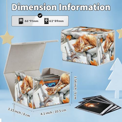 for MTG Commander Deck Box,Card Deck Box for Trading Yugioh MTG,Fits 100 Double Sleeved Cards,PU Leather Strong Magnet Case for Magic Commander TCG CCG,Cat Book - color: Cat Book