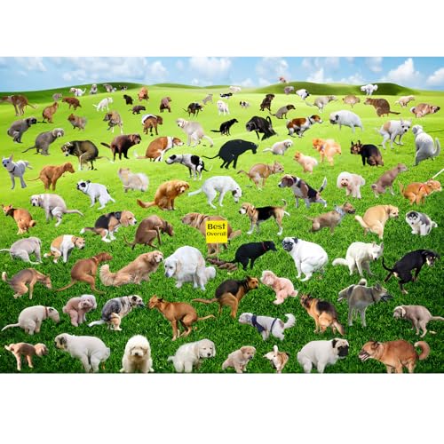 1000 Pieces Puzzles for Adults, Pooping Puppies Puzzle, Dogs Jigsaw Puzzles 1000 Pieces, Funny Gifts for Dog Lovers Friends, Perfect White Elephant Gag Gift, Dog Puzzle as Funny Home Party Decorations - style: Pooping Puppies
