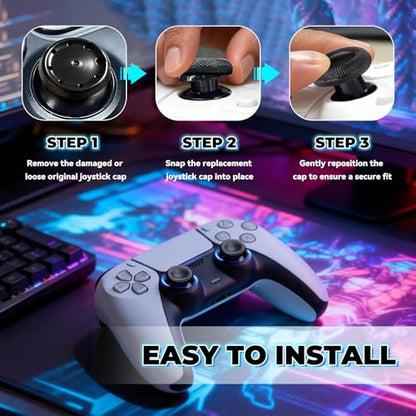Controller Thumb Grips Replacement Caps, for PS4/PS5 Controller 12 Pack, Premium Joystick Caps for Enhanced Grip and Precision, Anti-Fingerprint, Anti-Slip, Anti-Scratch (Black)